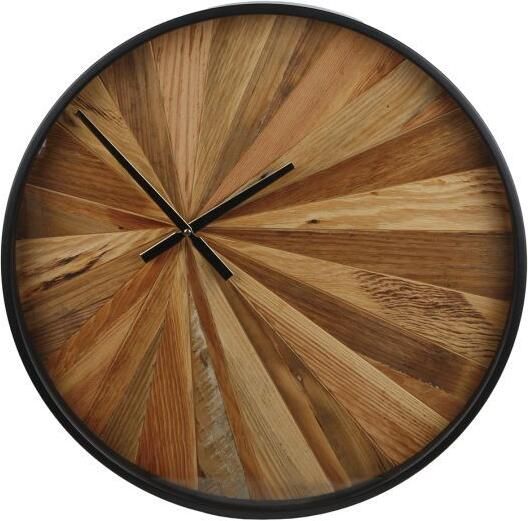 Coppens Wandklok Grafic S naturel zwart hout metaal 55x55x7cm