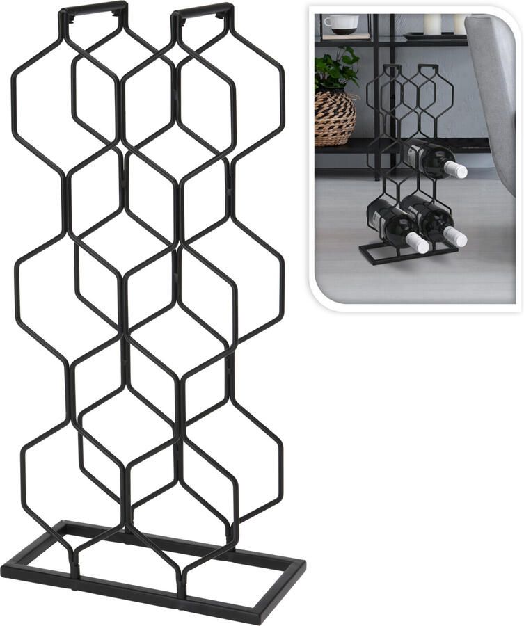 Home&Styling Wijnrek voor 8 flessen metaal zwart