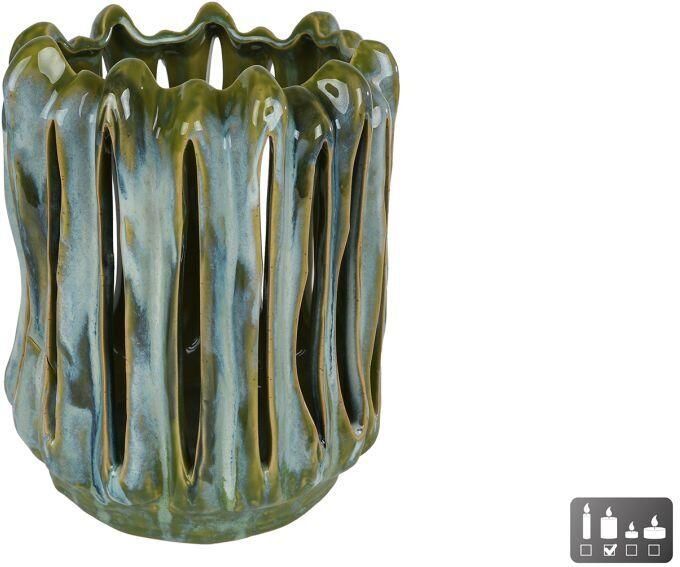 Coppens Windlicht Richard L groen wit aardewerk