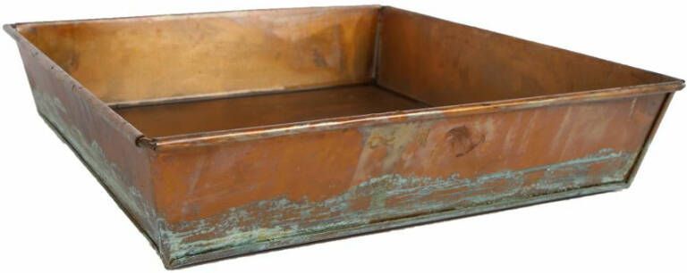 Coppens Dienblad "Jolijn" oud messing vierkant metaal 25x25x5cm
