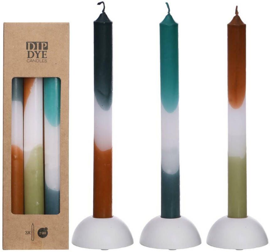 Coppens Kaars dip dye petrol olijf set 3