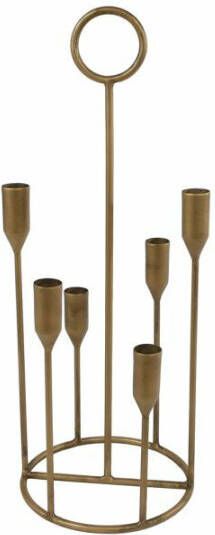 Coppens Kandelaar rond voor 6 kaarsen goud metaal 17x17x45cm