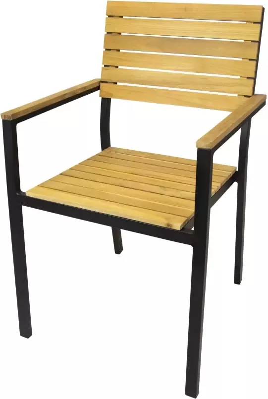 Coppens Milo stapelbare tuinstoel met teak en Zwart frame - Foto 1