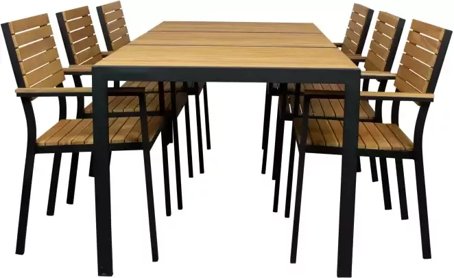 Coppens Sava tuintafel met 6 milo stapelbare tuinstoel - Foto 1