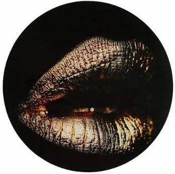 Homestylingshop Glasschilderij gouden lippen Foto op plexiglas rond…