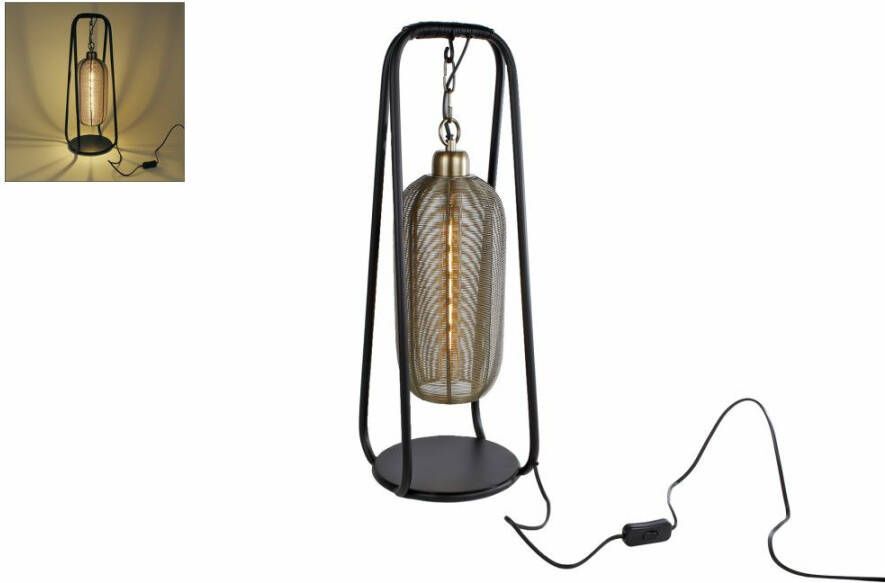 Coppens Tafellamp Michael hangend goud zwart metaal 20x20x62cm