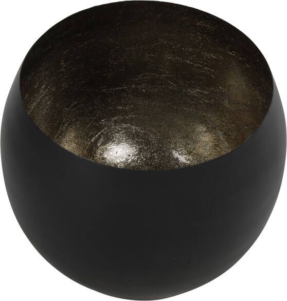 Coppens Theelicht rond Obion L mat zwart antiek messing