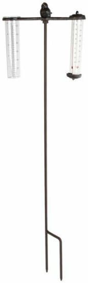 Coppens Tuinsteker met thermom. en regenm. zwart metaal 22x4 5x78cm