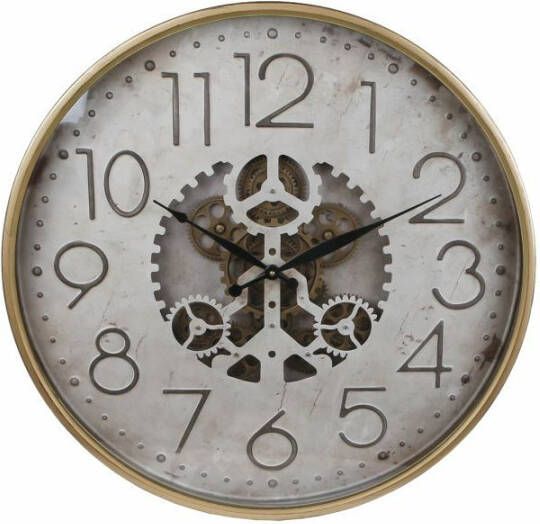 Coppens Wandklok Gear creme goud metaal 60x8x60cm