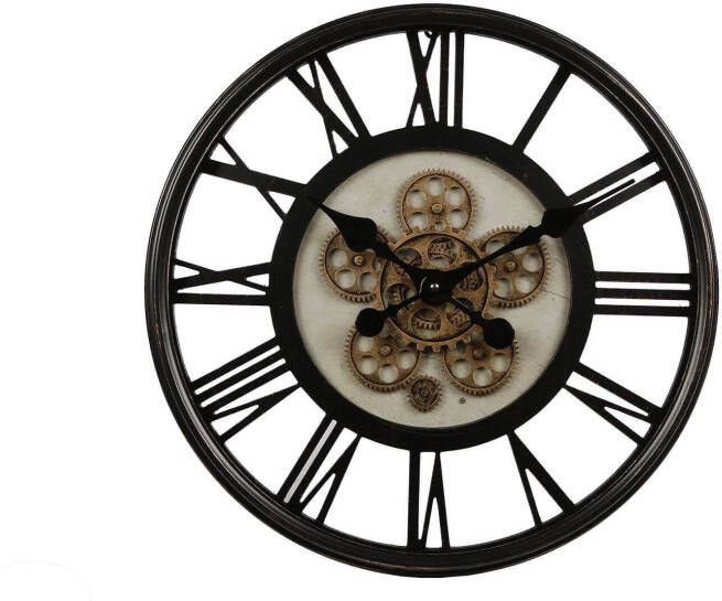 Coppens Wandklok ope uurwerk 54 5x7cm antic zwart