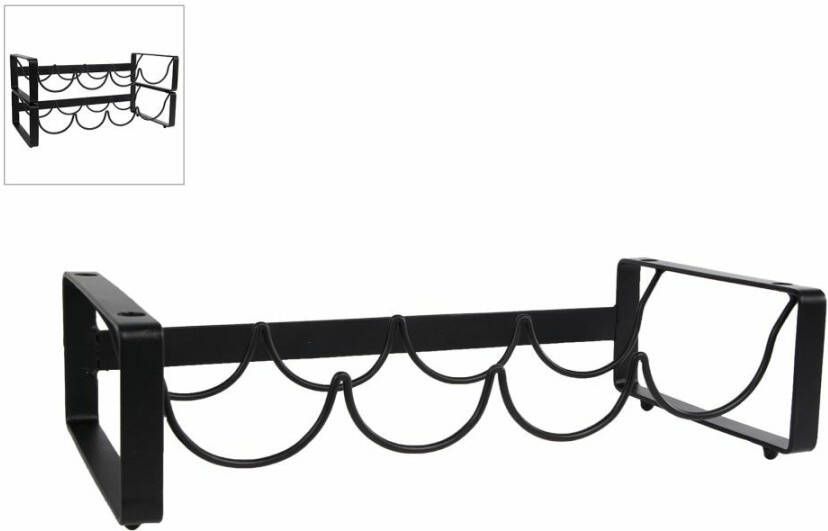 Coppens Wijnrek Erik zwart metaal 11x40x20cm