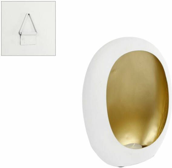 Coppens Windlicht Pim L wit-goud metaal 18x11x26cm