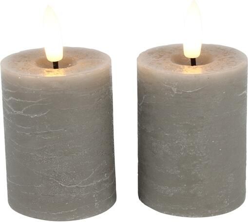 Decostar Countryfield Stompkaars rustiek LED rond Lyon grijs 2 stuks hoogte 9 x 5 cm