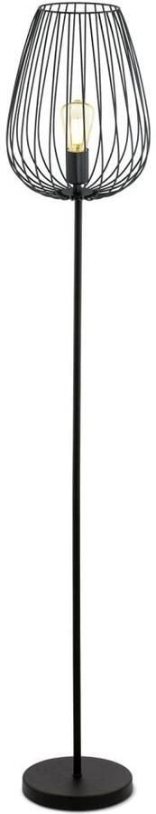 EGLO Staande lamp NEWTOWN vloerlamp zwart staal E27 schakelaar - Foto 1