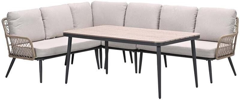 Garden Impressions GI Allasio lounge-dining hoekset (5-delig) Carbon black|Zand