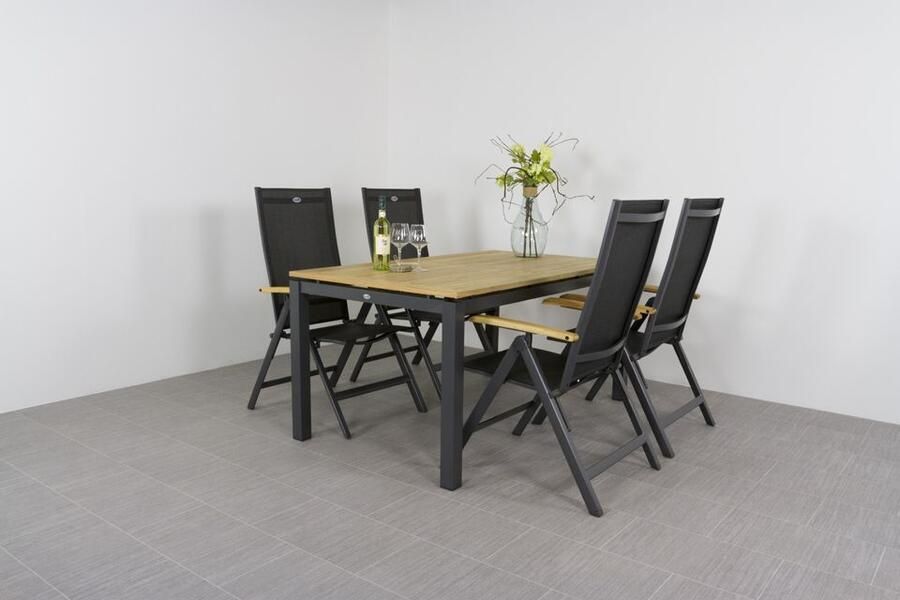 Hartman Sonata tuintafel met 4 Napoli verstelbare tuinstoelen