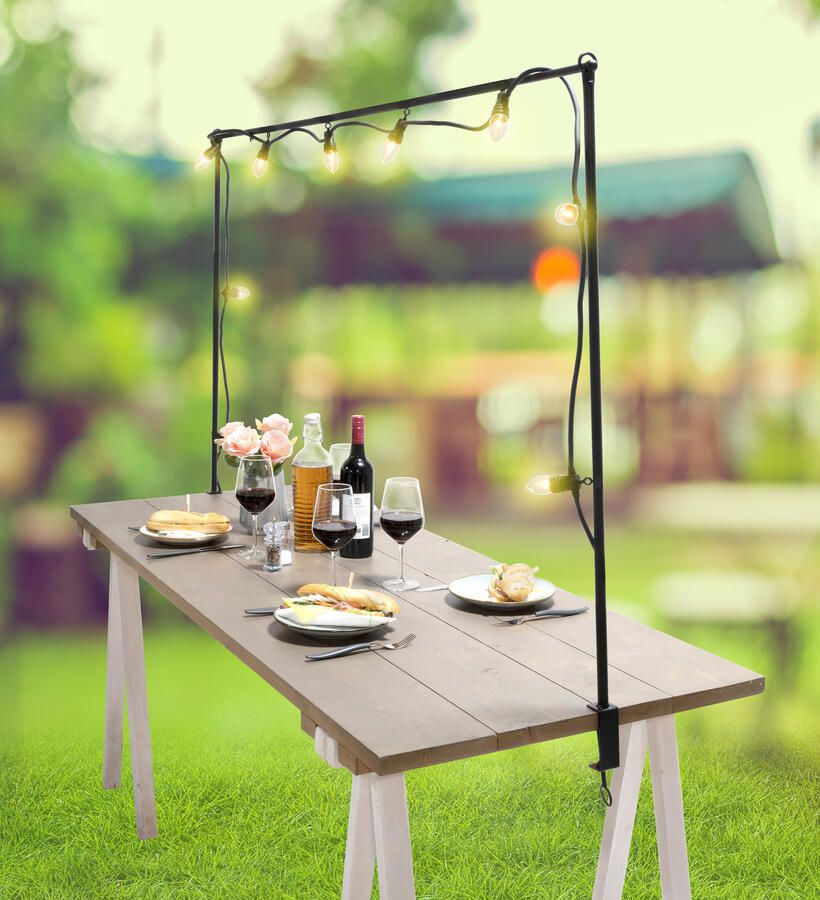 Tafel decoratiestang zwart 130 250 cm Decoratie Tuin decoratieframe Tafelrek Tafelklem Verstelbaar Buiten