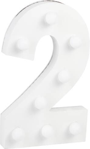 Paper Dreams Cijfer 2 met licht hoogte 17 cm breedte 10 cm