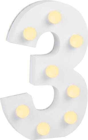 Paper Dreams Cijfer 3 met licht hoogte 17 cm breedte 11 cm