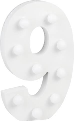 Paper Dreams Cijfer 9 met licht hoogte 17 cm breedte 10 cm