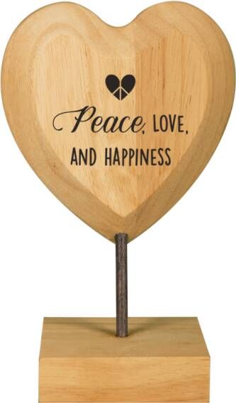 Paper Dreams Houten hart op voet peace love and happiness