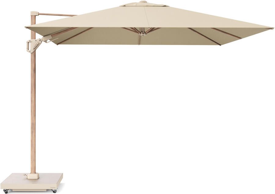 Platinum Challenger zweefparasol T2 Premium 3x3 Teak frame champagne doek