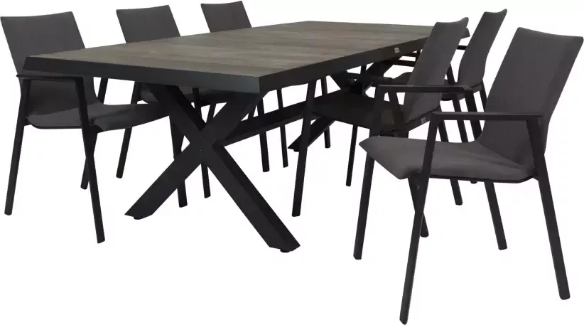Qopps Admiral tafel 224 x 104 antraciet met Tuinstoel Fubar