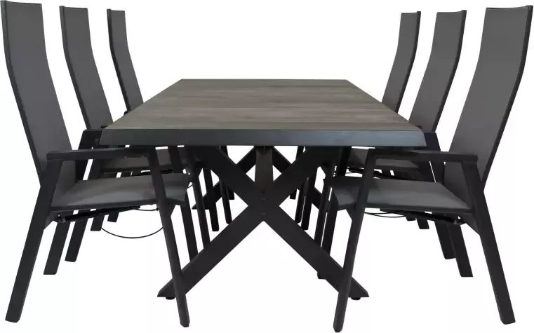 Qopps Admiral tafel 224 x 104 antraciet met Tuinstoel Palsa