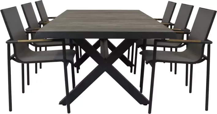 Qopps Admiral tafel 224 x 104 Antraciet met Tuinstoel Tulsi