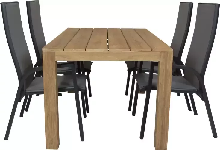 Qopps Alberto teak tafel 160 met Victory tuinstoel verstelbaar