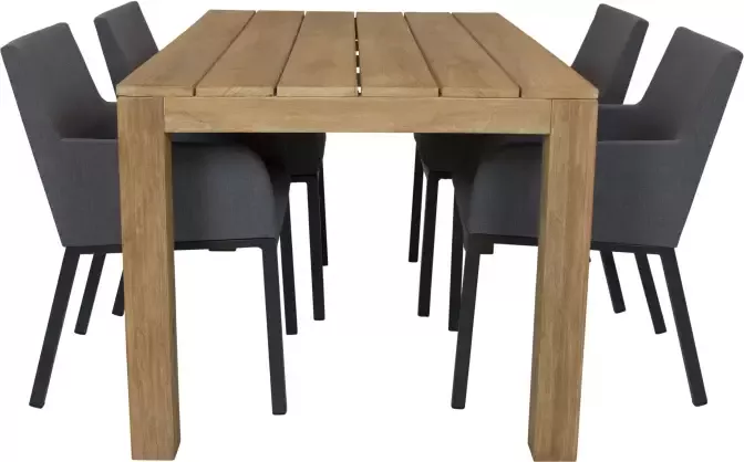 Qopps Alberto teak tuintafel 160 met Decan tuinstoel