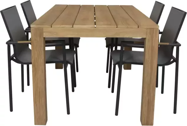 Qopps Alberto teak tuintafel 160 met Tulsi dining tuinstoel