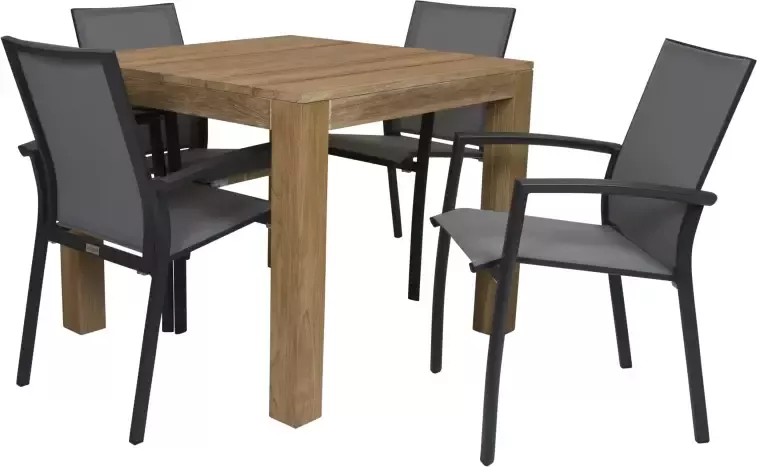 Qopps Alberto teak tuintafel met Tampa tuinstoel