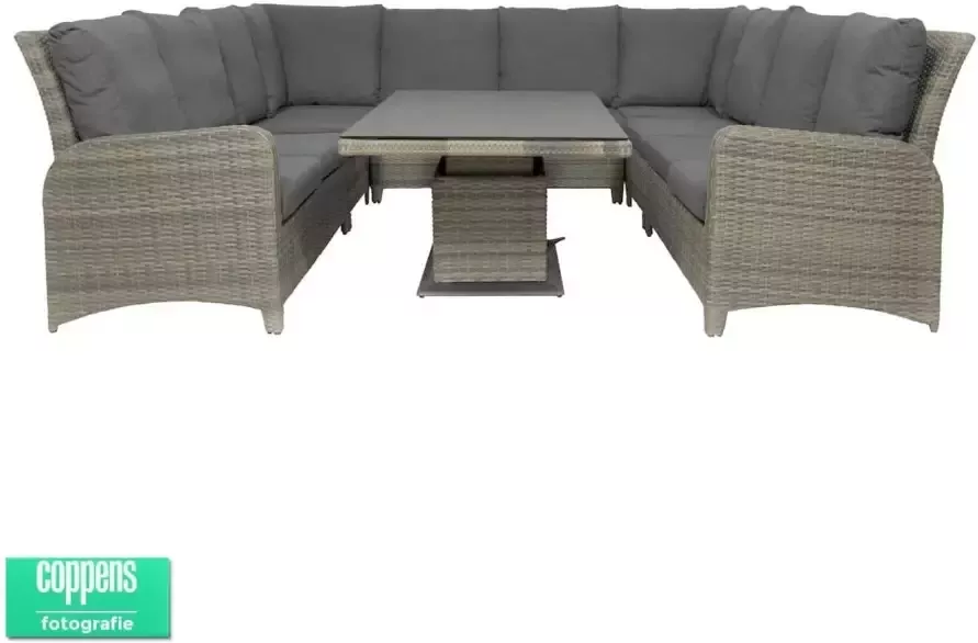 Qopps Aruba lounge dining set met in hoogte verstelbare tuintafel