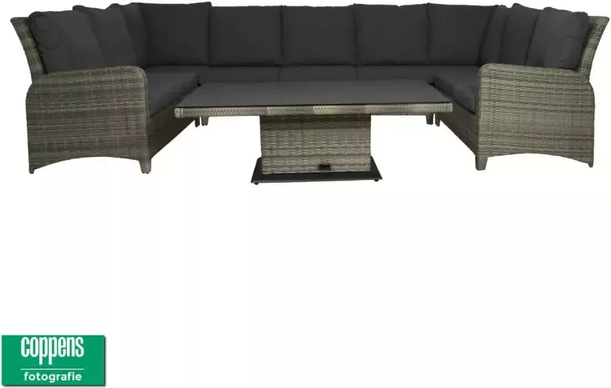 Qopps Aruba lounge dining set met in hoogte verstelbare tuintafel