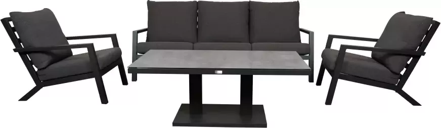 Qopps Atlanta 3 zits bank met 2 Atlanta lounge stoel en hoogte verstelbare tafel Rubli