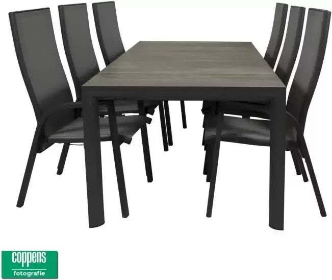 Qopps Kings tuintafel 220 met 6 victory tuinstoelen