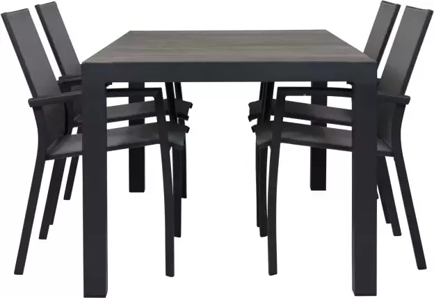 Qopps Levas tuintafel 160 x 90 mat royal Grey frame met Tampa tuinstoel