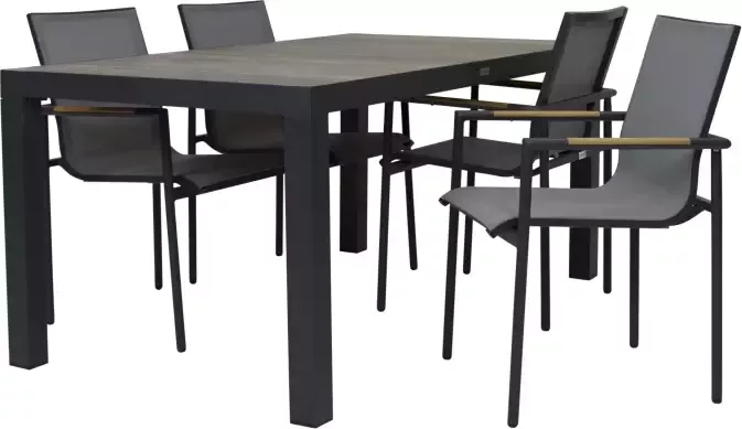 Qopps Levas tuintafel 160 x 90 mat royal Grey met Tulsi tuinstoel