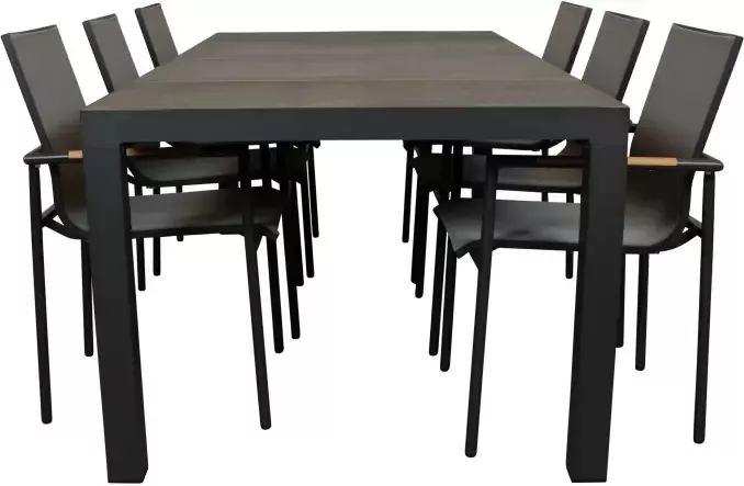 Qopps Levas tuintafel met Tulsi stapelbare tuinstoel