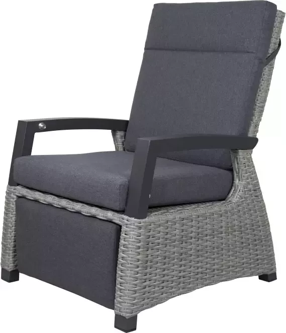 Qopps Orlon lounge tuinstoel gasveer verstelbaar met voetstuk Cloudy Grey