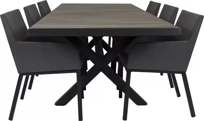 Qopps Ottowa uitschuif tafel 205 265 x 100 Antraciet met Tuinstoel Decan