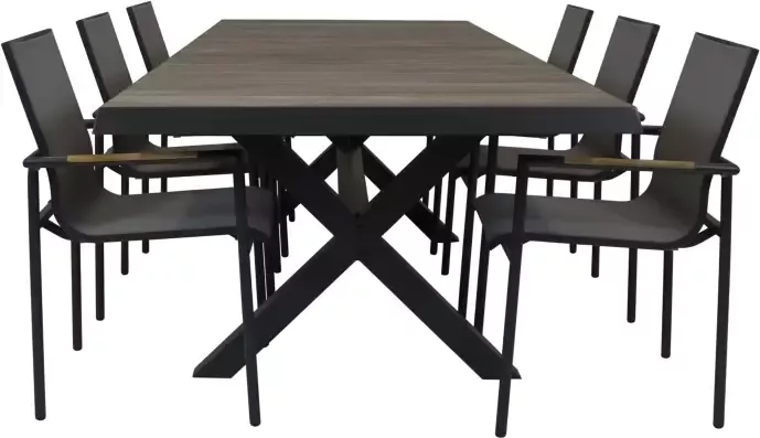 Qopps Ottowa uitschuif tuintafel 205 265 x 100 Antraciet met tuinstoel Tulsi