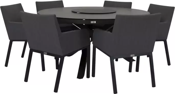 Qopps Perth tuintafel 150 rond Antraciet met tuinstoel Decan