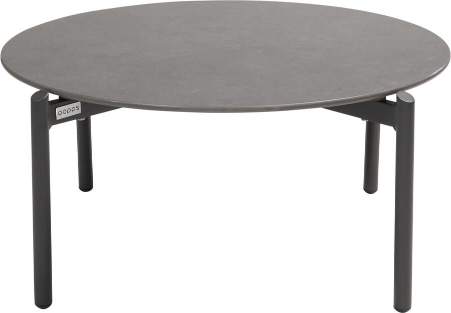 Qopps Dagoo koffie tafel 80 cm rond royal grey blad sinterstone