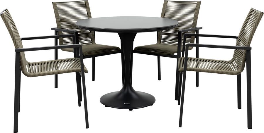Qopps Gaona tuintafel met 4 Stilo stapelbare tuinstoelen - Foto 1
