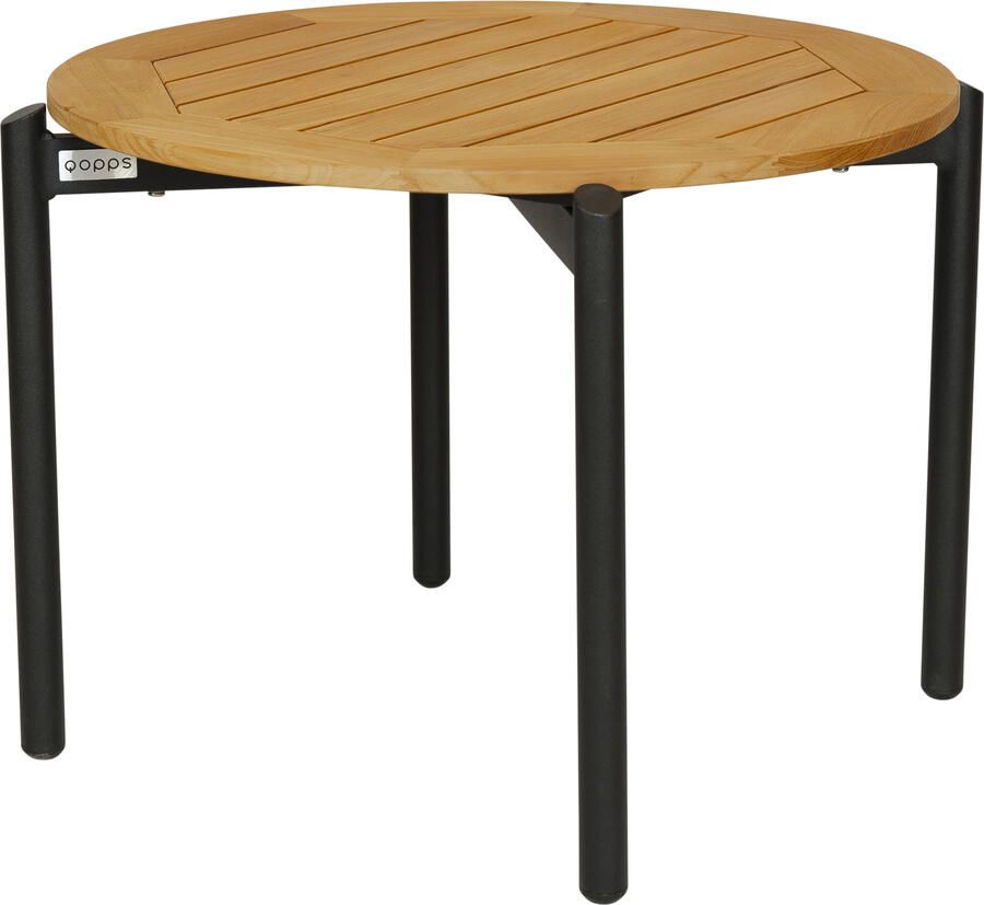 Qopps Ident koffietafel 60 cm rond zwart frame teak blad