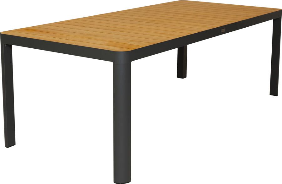 Qopps Mikos tuintafel 220 x100 cm teak blad frame antraciet