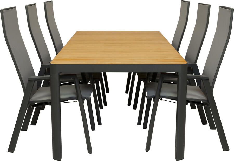 Qopps Mikos tuintafel met 4 Palsa gasveer verstelbare tuinstoelen