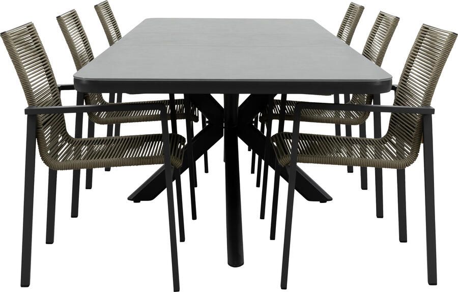 Qopps Mirek uitschuifbare tuintafel met 6 Stilo stapelbare tuinstoelen - Foto 1